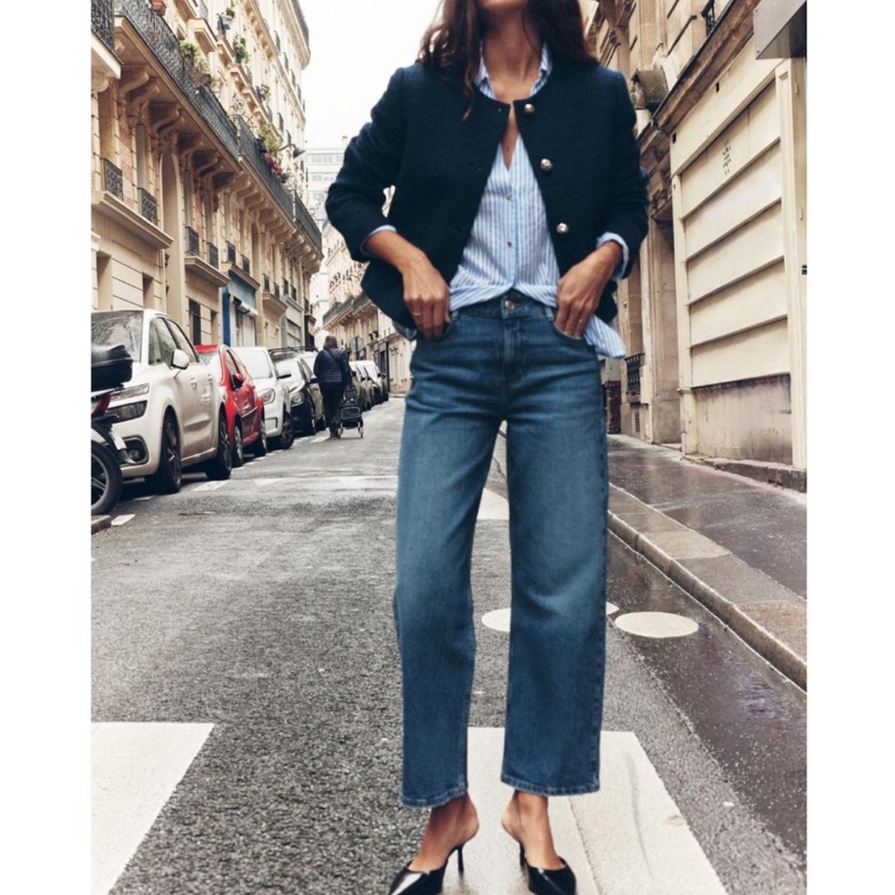 Zara High Rise Ankle Straight Jeans US 8 NWT